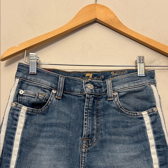 7 for all mankind raw hem skinny jeans with white stripes Size 24 EUC - Picture 4 of 9